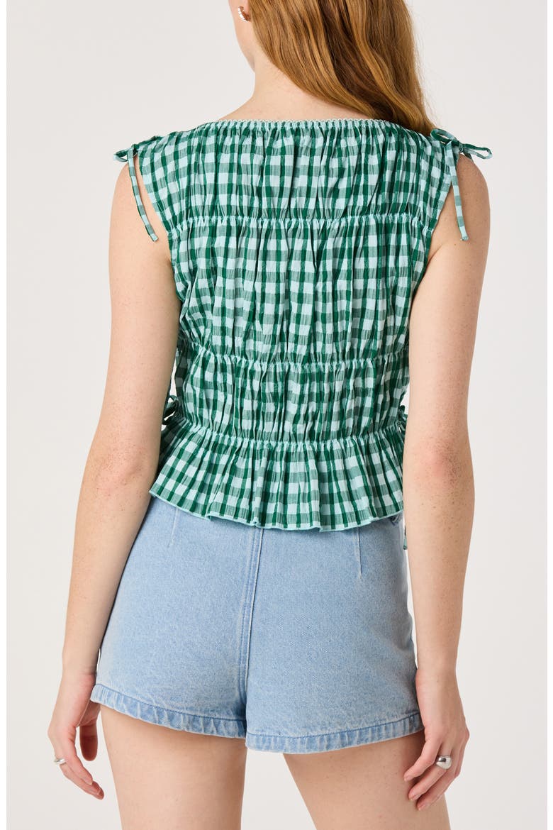 Bianca Gingham Sleeveless Top, Alternate, color, GREEN GINGHAM