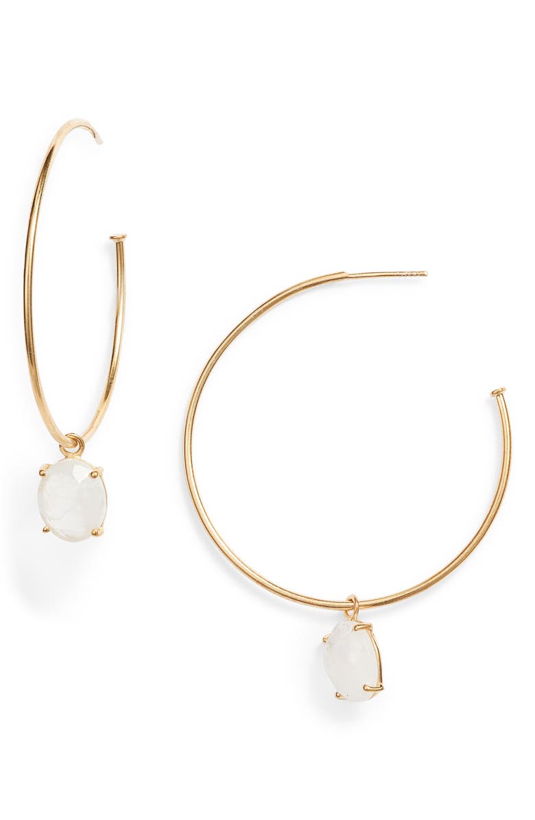 Argento Vivo Sterling Silver Argento Vivo Moonstone Hoop Earrings, Main, color,