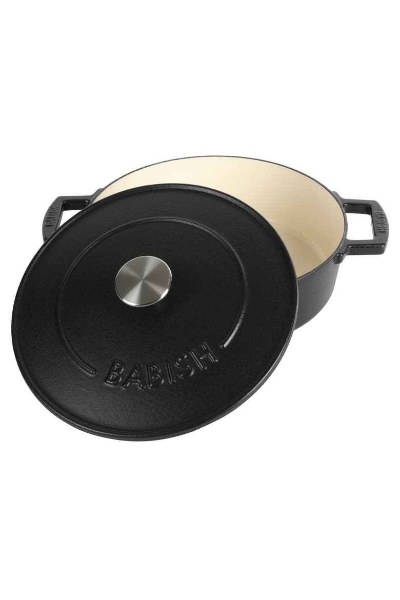 3 Quart Round Enameled Cast Iron Braiser Self-Basting, Alternate, color, Black