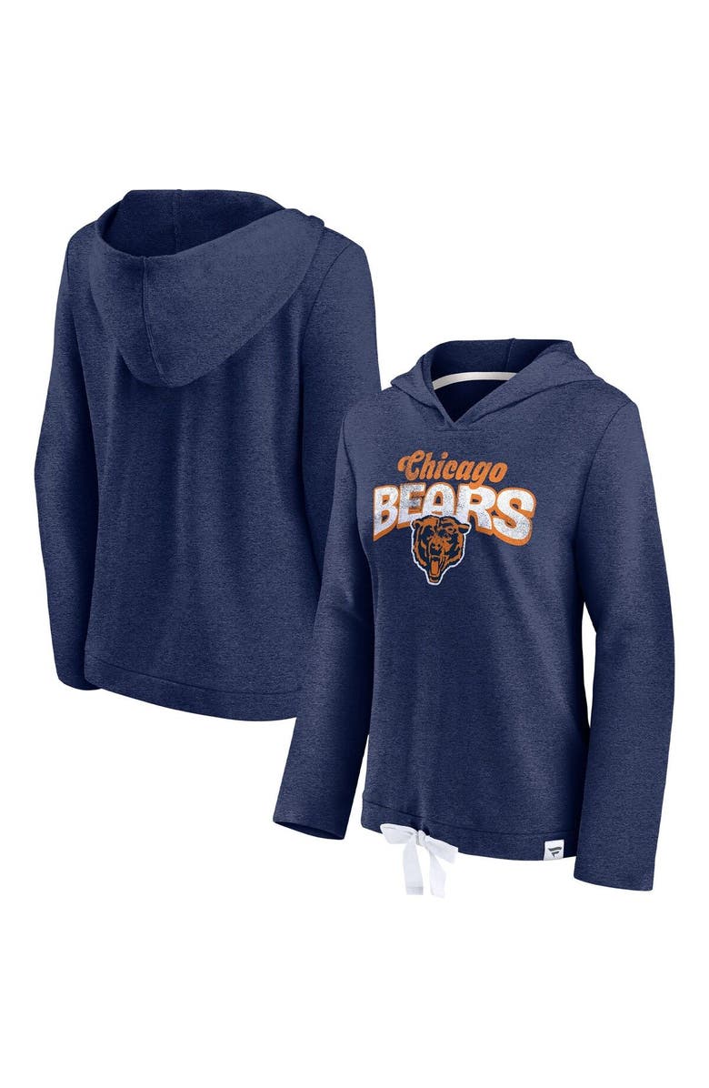 FANATICS Women's Fanatics Branded Heather Navy Chicago Bears First Team Flowy Cropped Pullover Hoodie, Alternate, color,