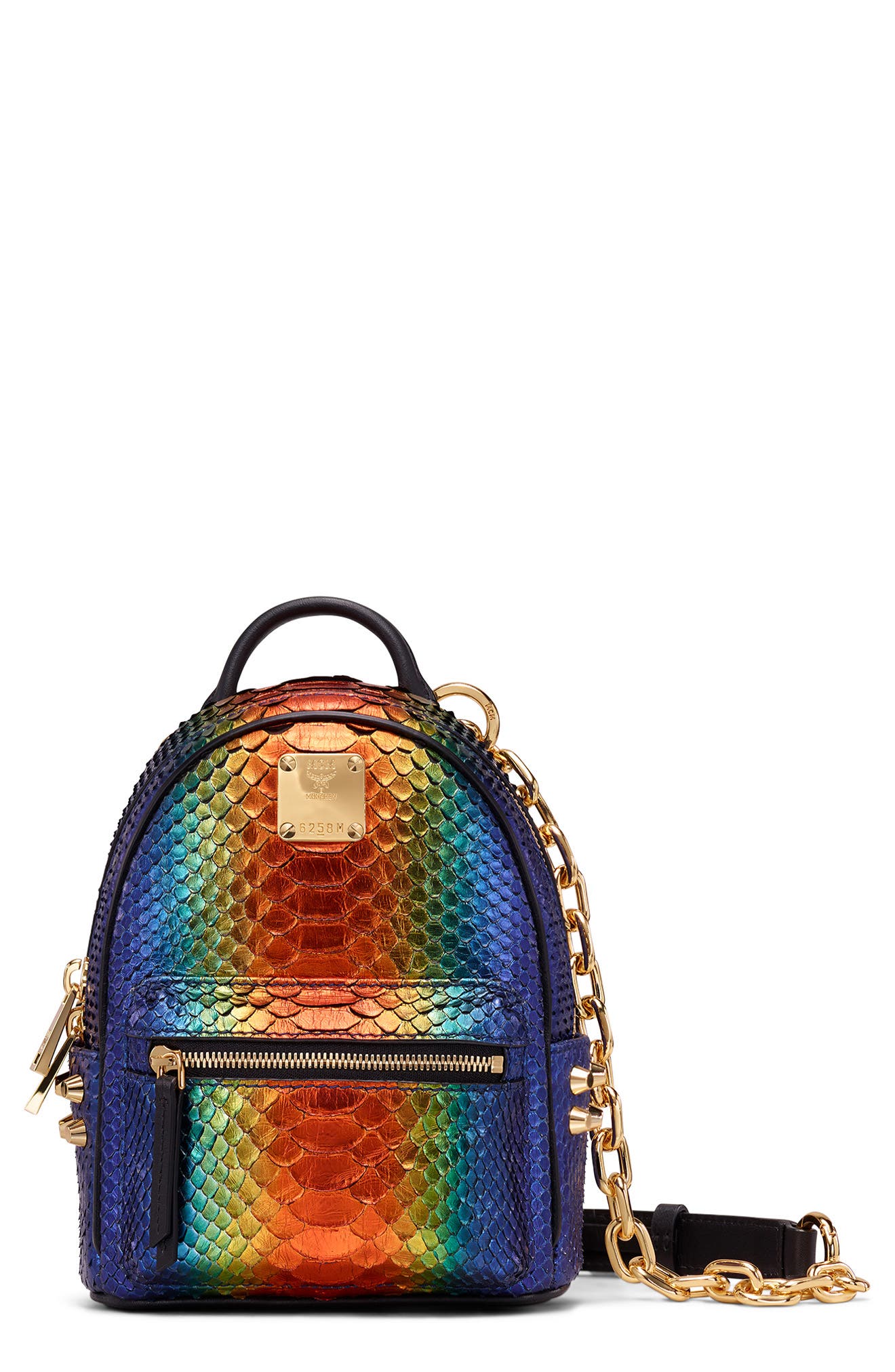 MCM Ombré Genuine Python & Leather Mini Crossbody Bag, Main, color, 