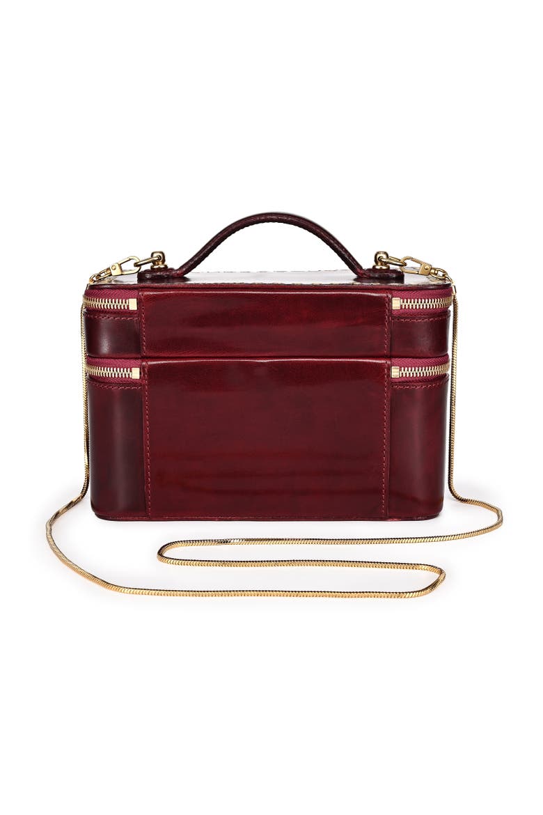Ixia Genuine Leather Vanity Mini Trunk, Alternate, color, Maroon