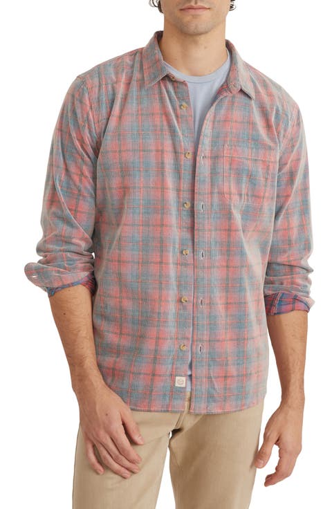 Plaid Lightweight Corduroy Button-Up Shirt