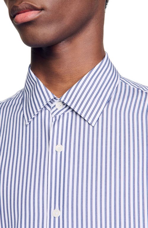 Sandro Striped Shirt In Midnight Blue