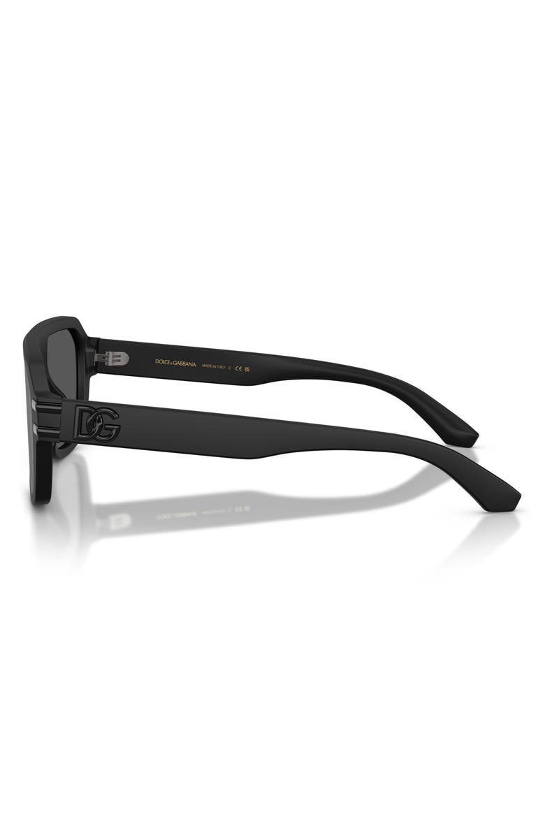 Dolce&Gabbana 127mm Pilot Sunglasses, Alternate, color, Matte Black / Grey Black