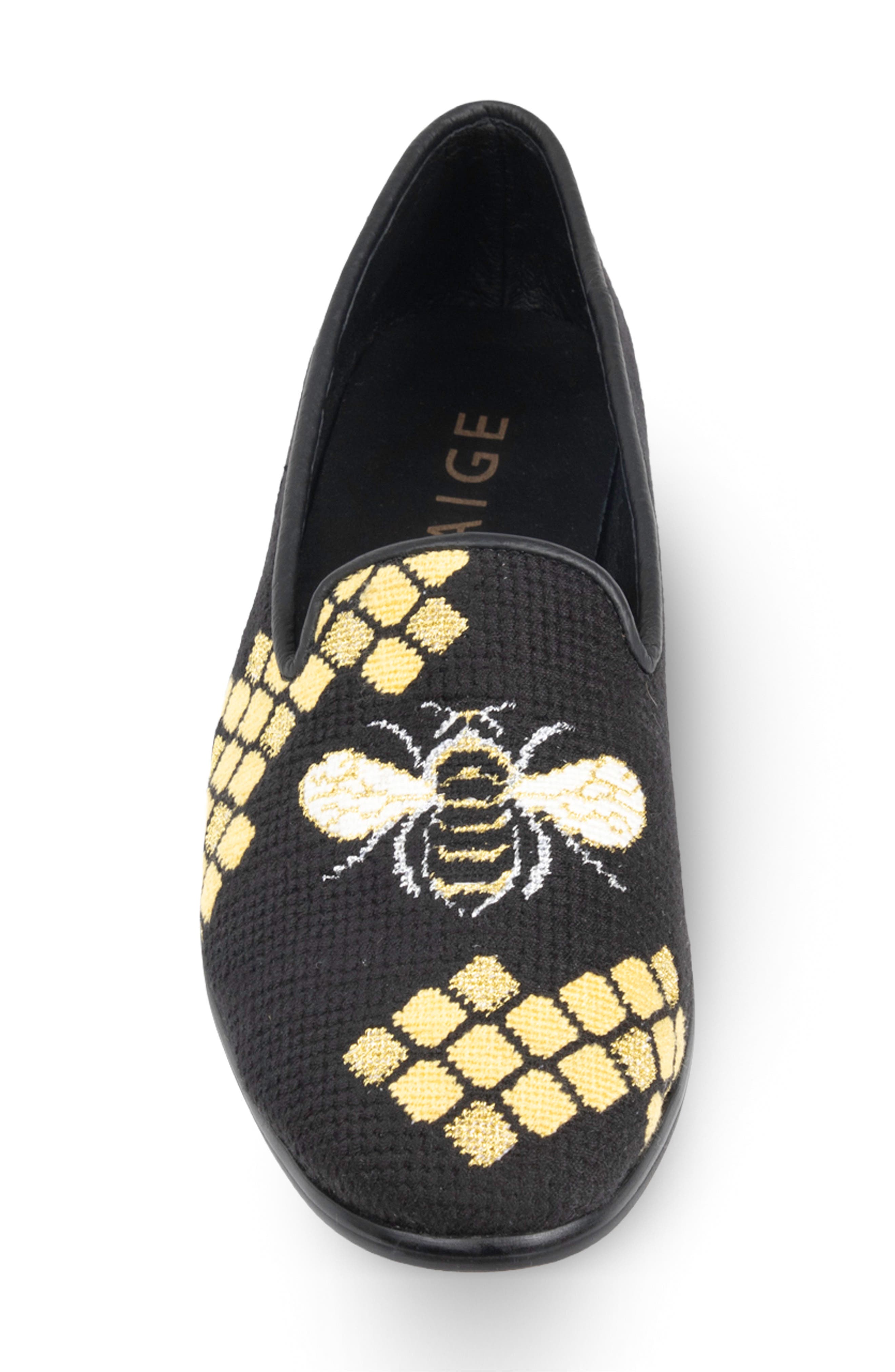 ByPaige Honeycomb Bee Needlepoint Loafer, Alternate, color, Black