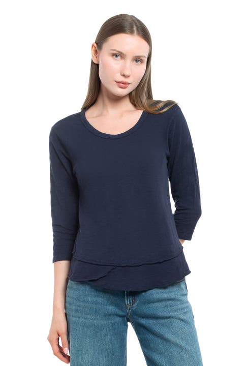 Shrunken Crew 3/4 Sleeve Mock Layer Tee