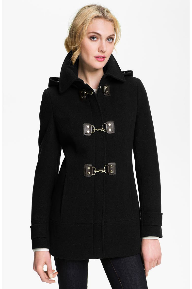 Hooded Toggle Coat, Main, color, BLACK