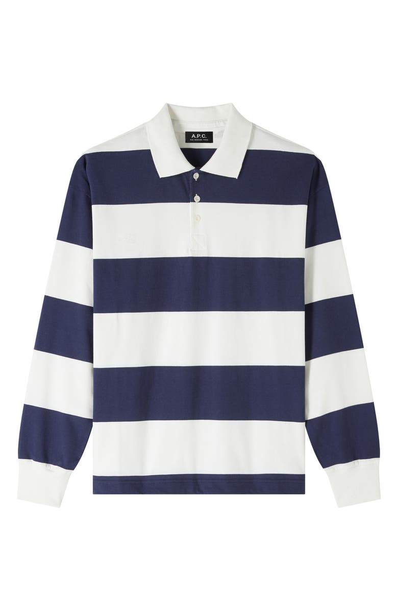 A.P.C. Riley Stripe Long Sleeve Polo, Alternate, color, 