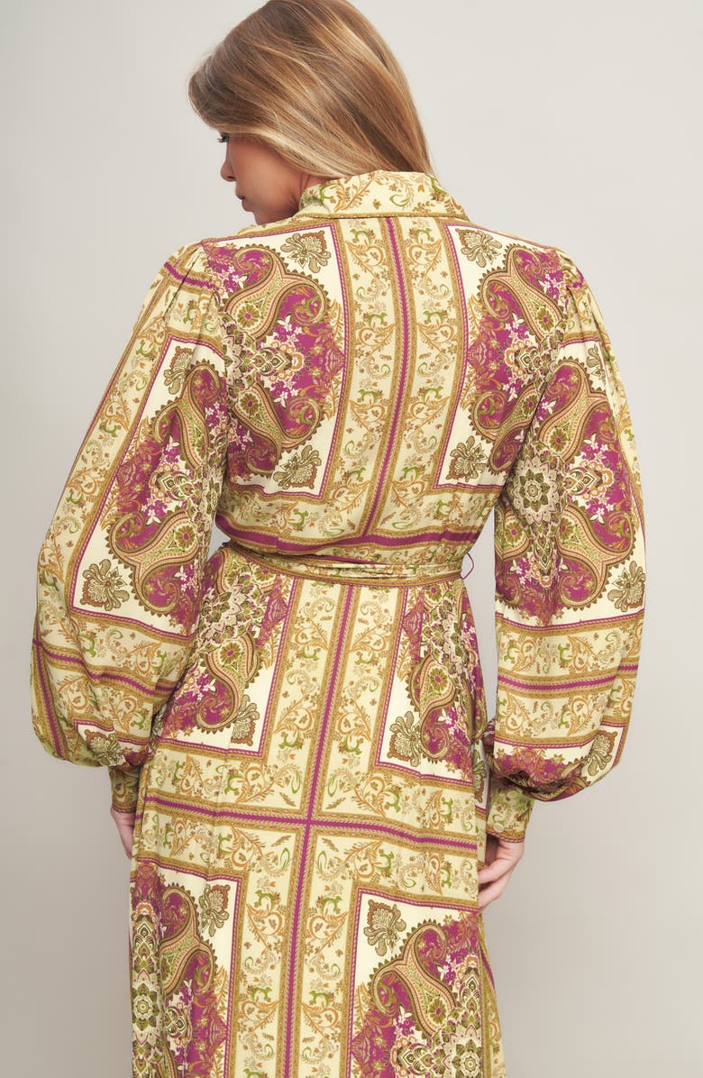 FLYING TOMATO Print Long Sleeve Maxi Dress, Alternate, color, 