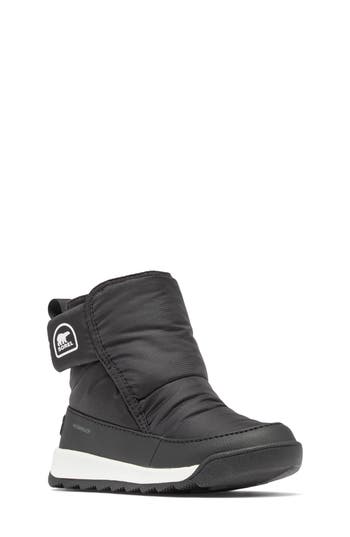 Sorel Kids' Whitney Ii Faux Fur Lined Waterproof Snow Boot In Black/sea Salt