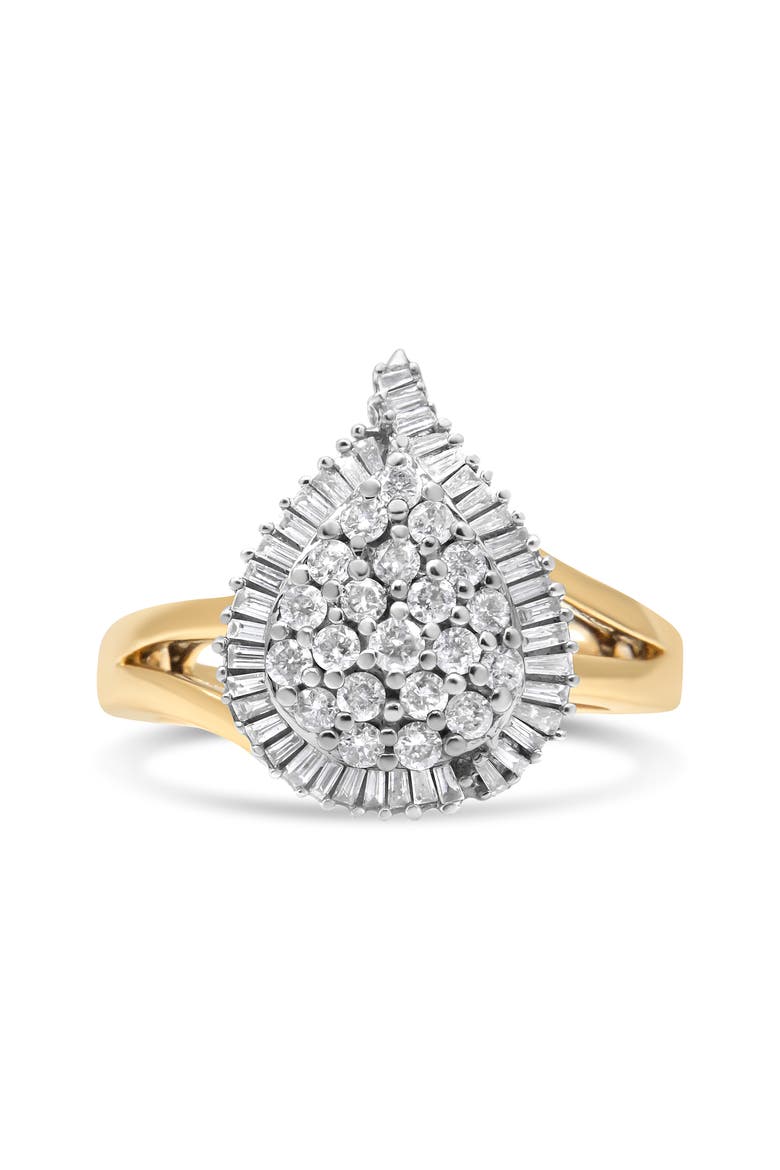 14K Yellow and White Gold 1 Cttw Diamond Ballerina Cocktail Ring, Main, color, Yellow