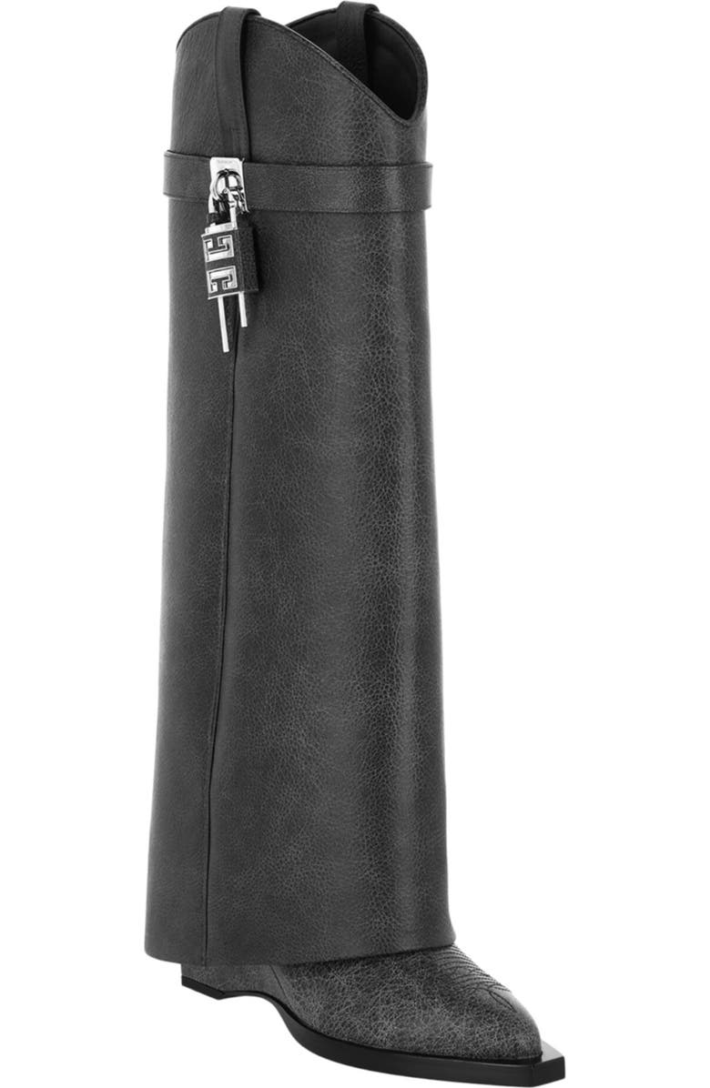 Givenchy Shark Lock Leather Cowboy Boot, Main, color, Black