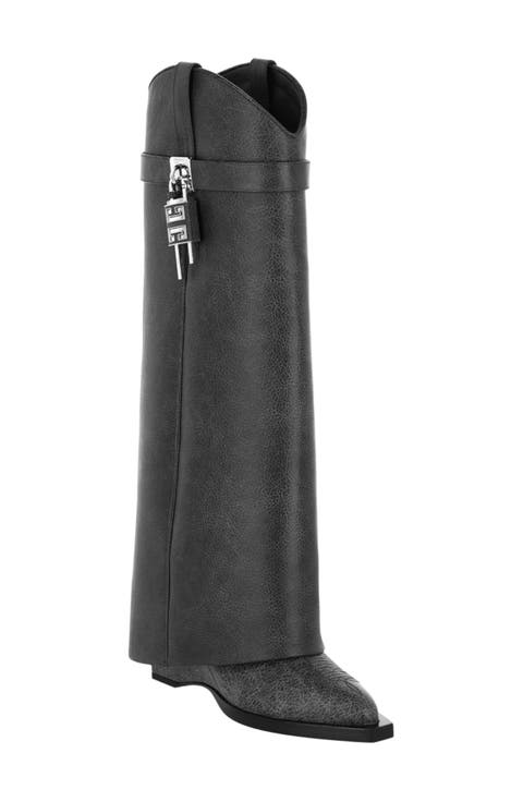 Shark Lock Leather Cowboy Boot (Women)