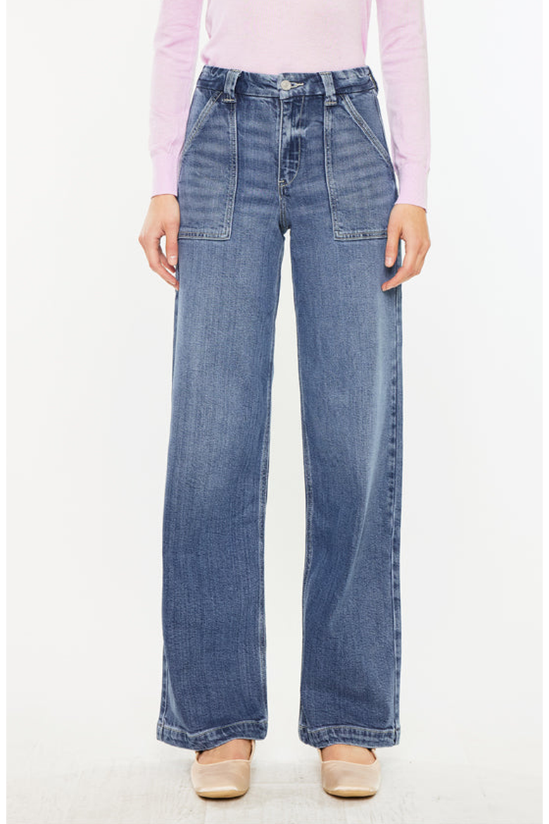 Astra High Rise Wide Leg Jeans, Main, color, Medium Wash