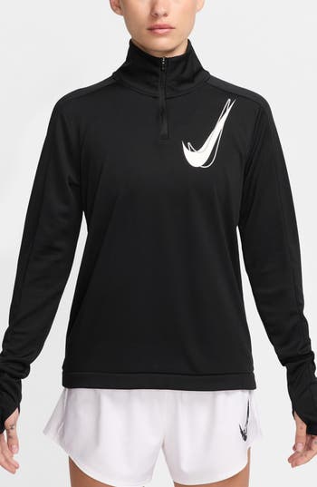 Nike Swoosh Dri-fit Half Zip Running Mid Layer In Black
