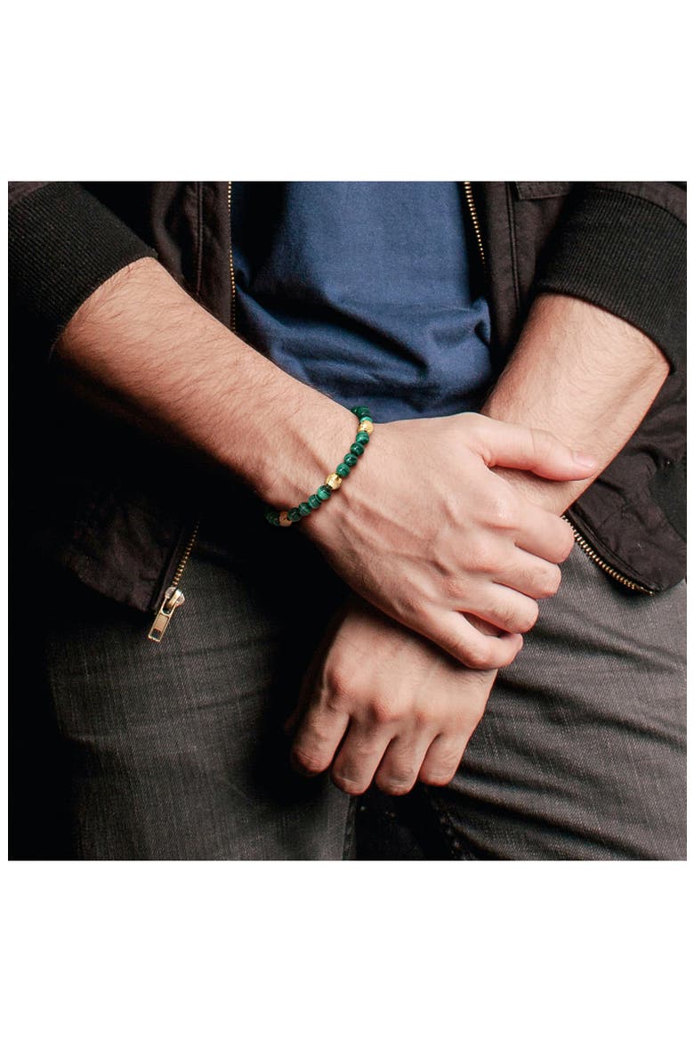 Men's Set of 4 Semiprecious Stone Beaded Bracelets, Alternate, color, MULTI/ GOLD