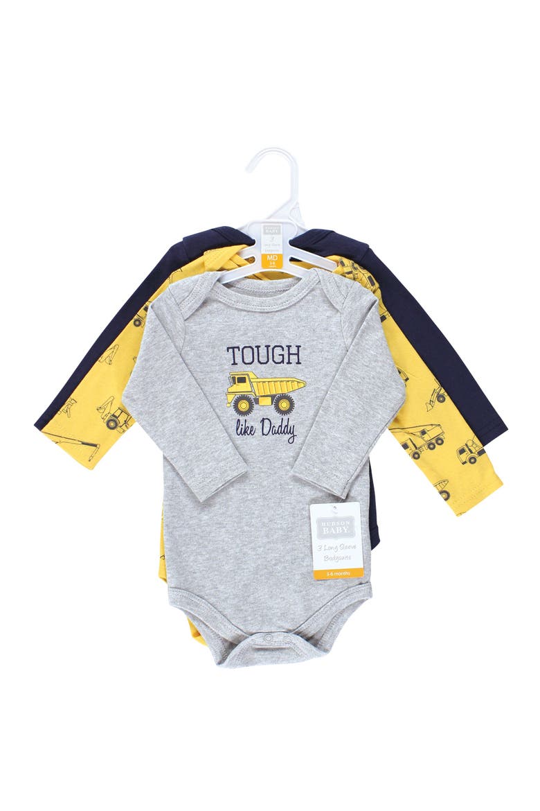 Cotton Long-Sleeve Bodysuit Three-Piece Set, Alternate, color, Construction