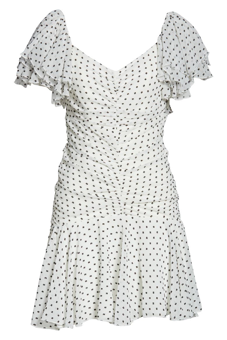 Jessi Ruched & Ruffled Party Dress, Alternate, color, BLACK/ WHITE