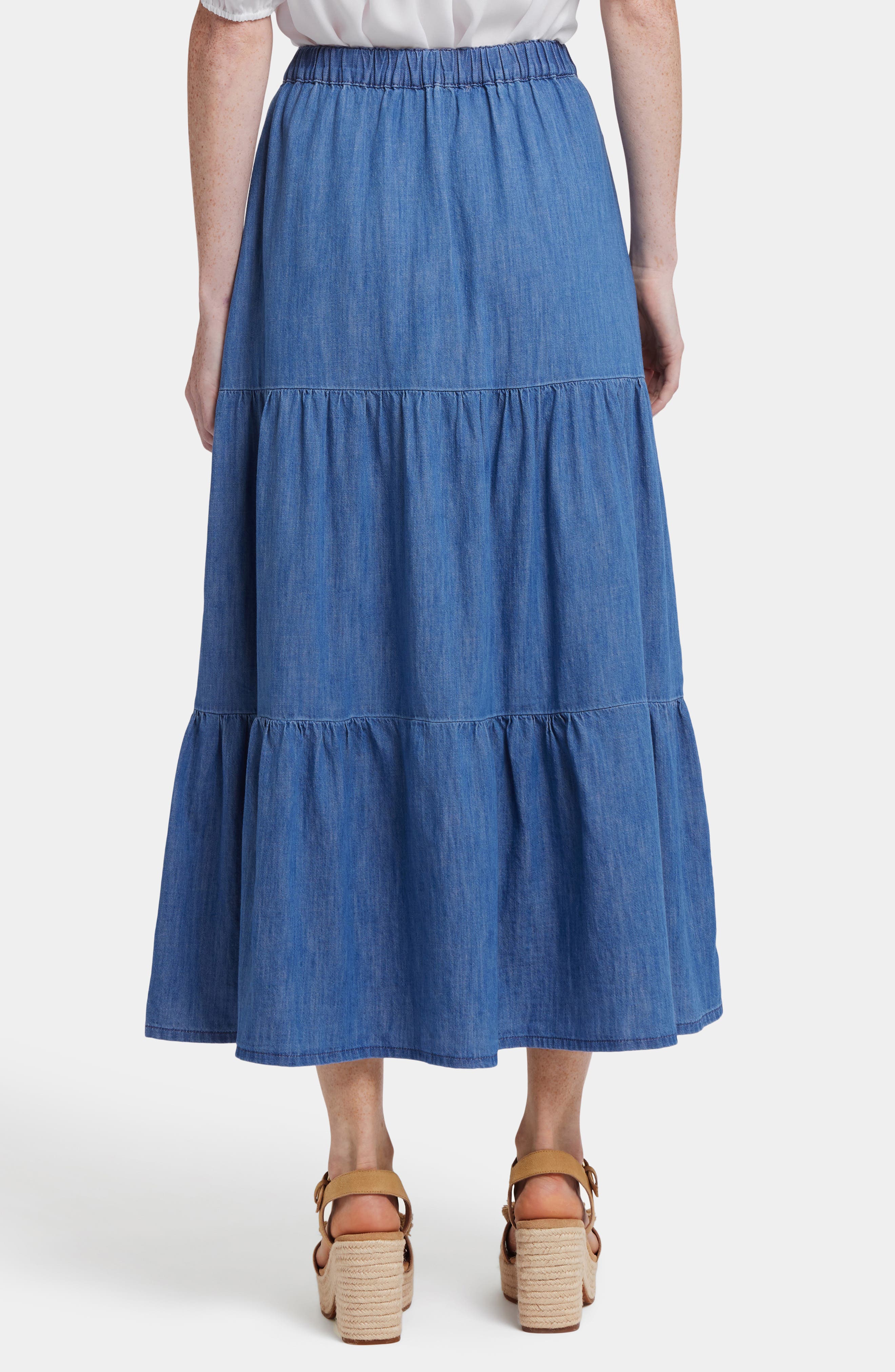Tiered Denim Midi Skirt - image 2