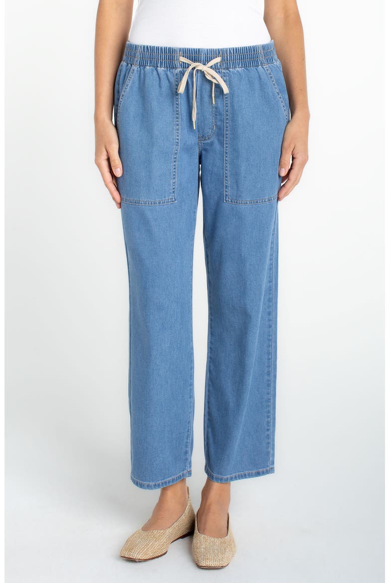 Drawstring Ankle Straight Leg Jeans, Main, color, DESERT SKY