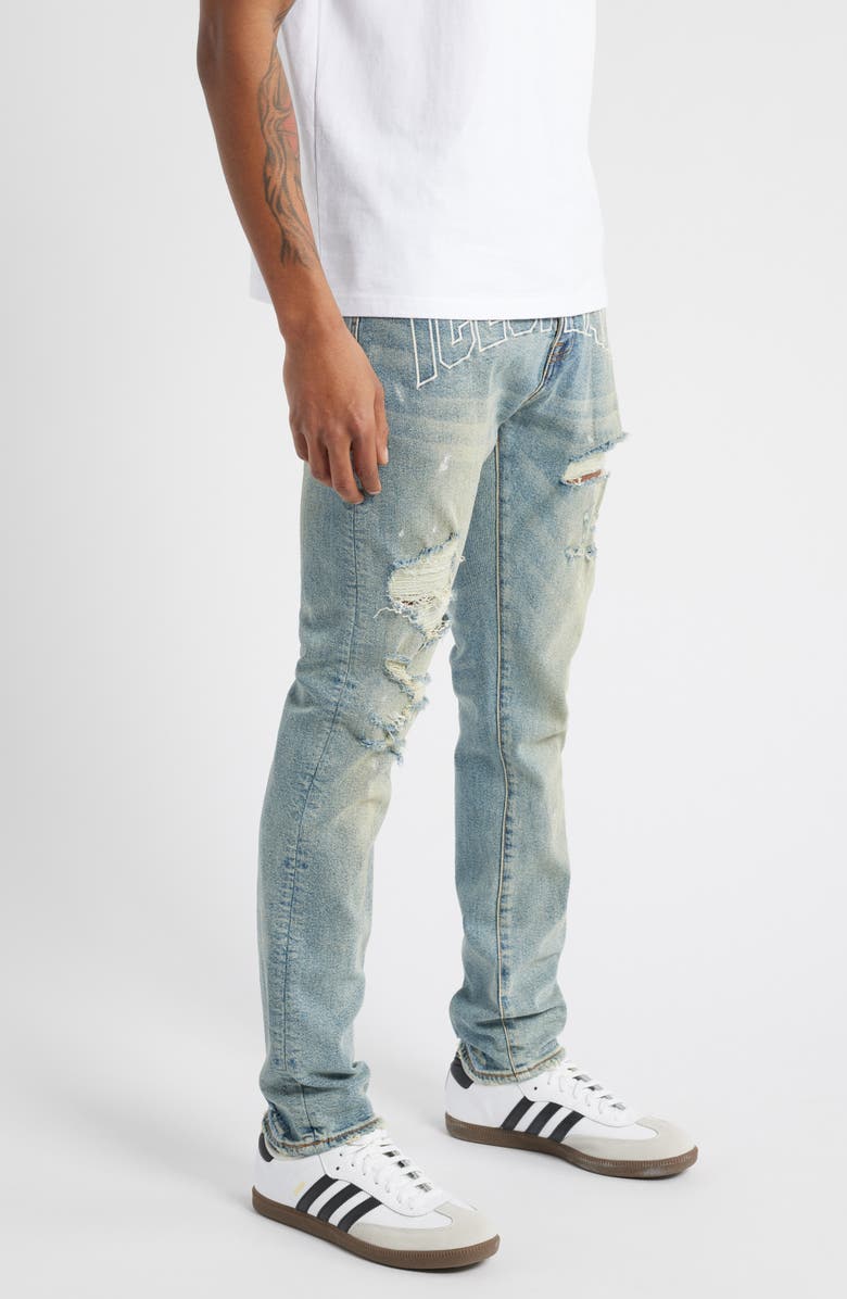 ICECREAM Archie Chocolate Fit Embroidered Ripped Jeans, Alternate, color,