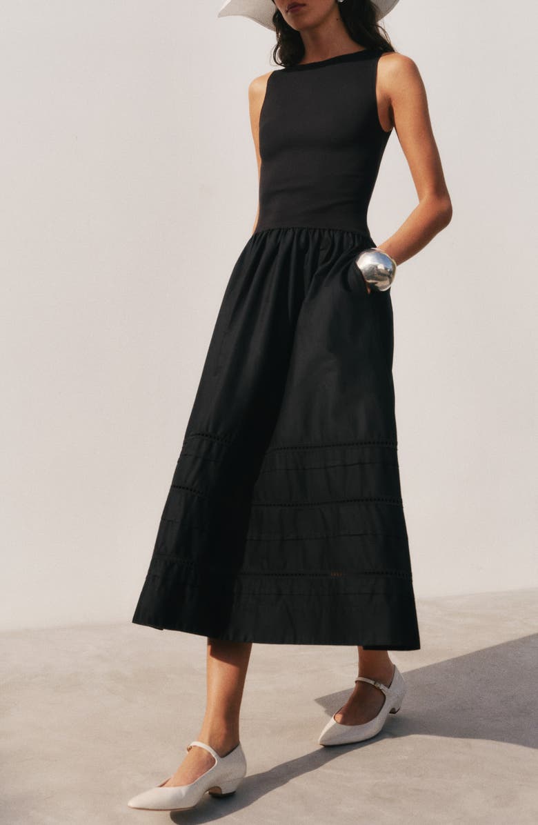 Reformation Idelle Fit & Flare Stretch Organic Cotton Midi Dress, Alternate, color,