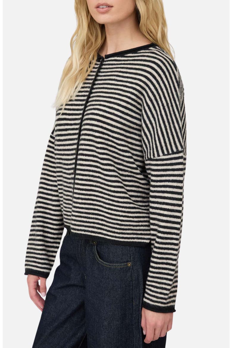 Striped Cardigan, Alternate, color, BLACK