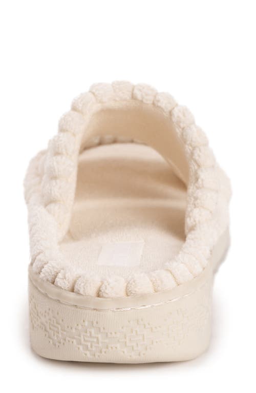 Muk Luks Cloud Ribbed Terry Double Strap Slide Slipper In Sand