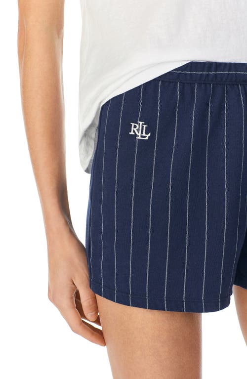 Ralph Lauren Lauren  Stripe Boxer Pajama Shorts In Navy Stripe