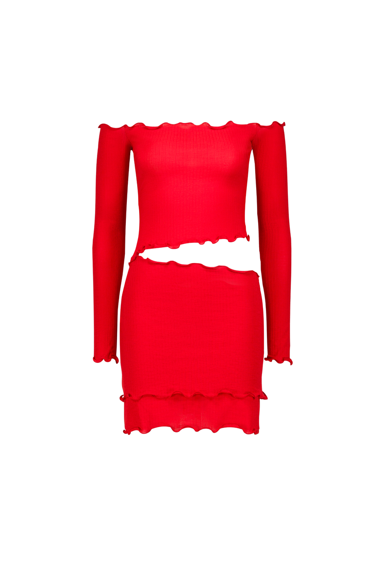Zevia Off Shoulder Mini Dress, Main, color, Red