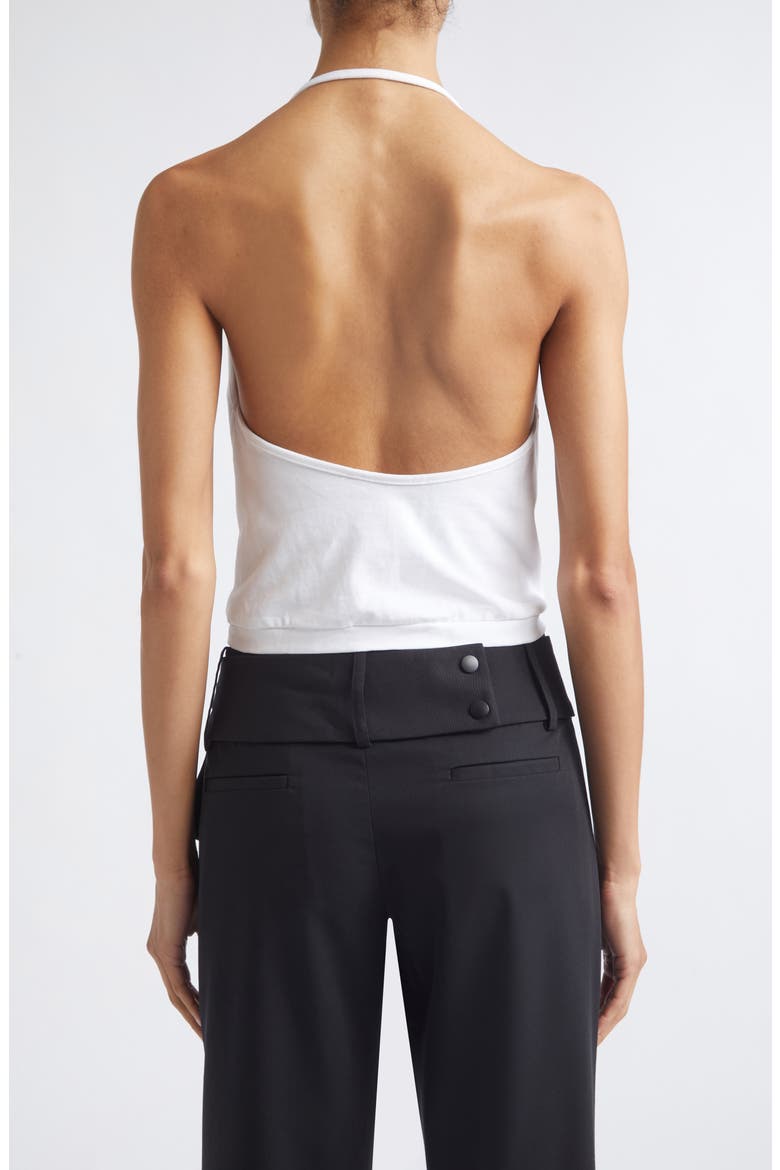 Cowl Neck Cotton Halter Top, Alternate, color, OFF WHITE