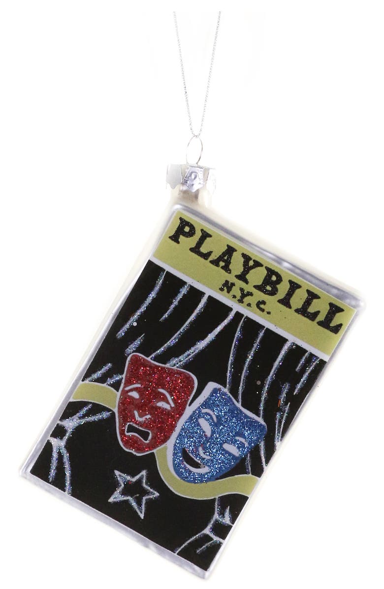 Cody Foster & Co. Broadway Playbill Glass Ornament, Main, color, Black Multi