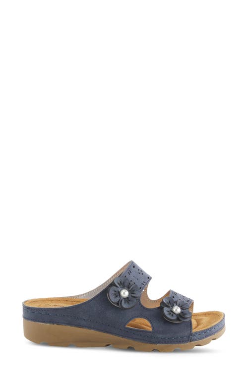 Flexus By Spring Step Pamola Wedge Slide Sandal In Navy
