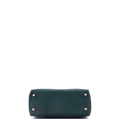 Pre-owned Hermes  Hermes Kelly Handbag Green Swift With Gold Hardware 25
