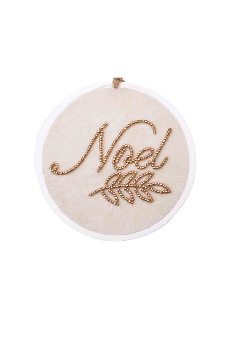 Embellished Noel Christmas Tree Ornament, Alternate, color, Off-White