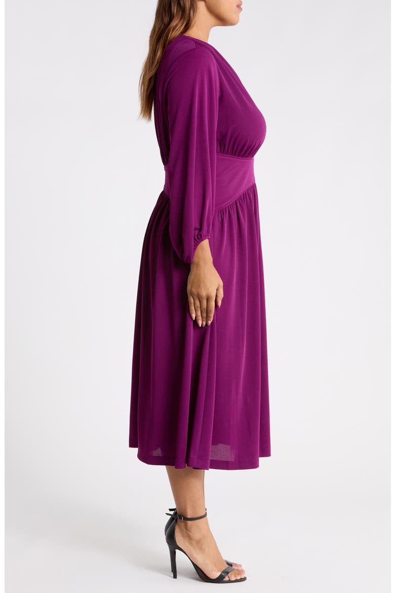 Blouson Sleeve Midi Dress, Alternate, color, BEET