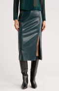 T Tahari Faux Leather Slit Pencil Skirt