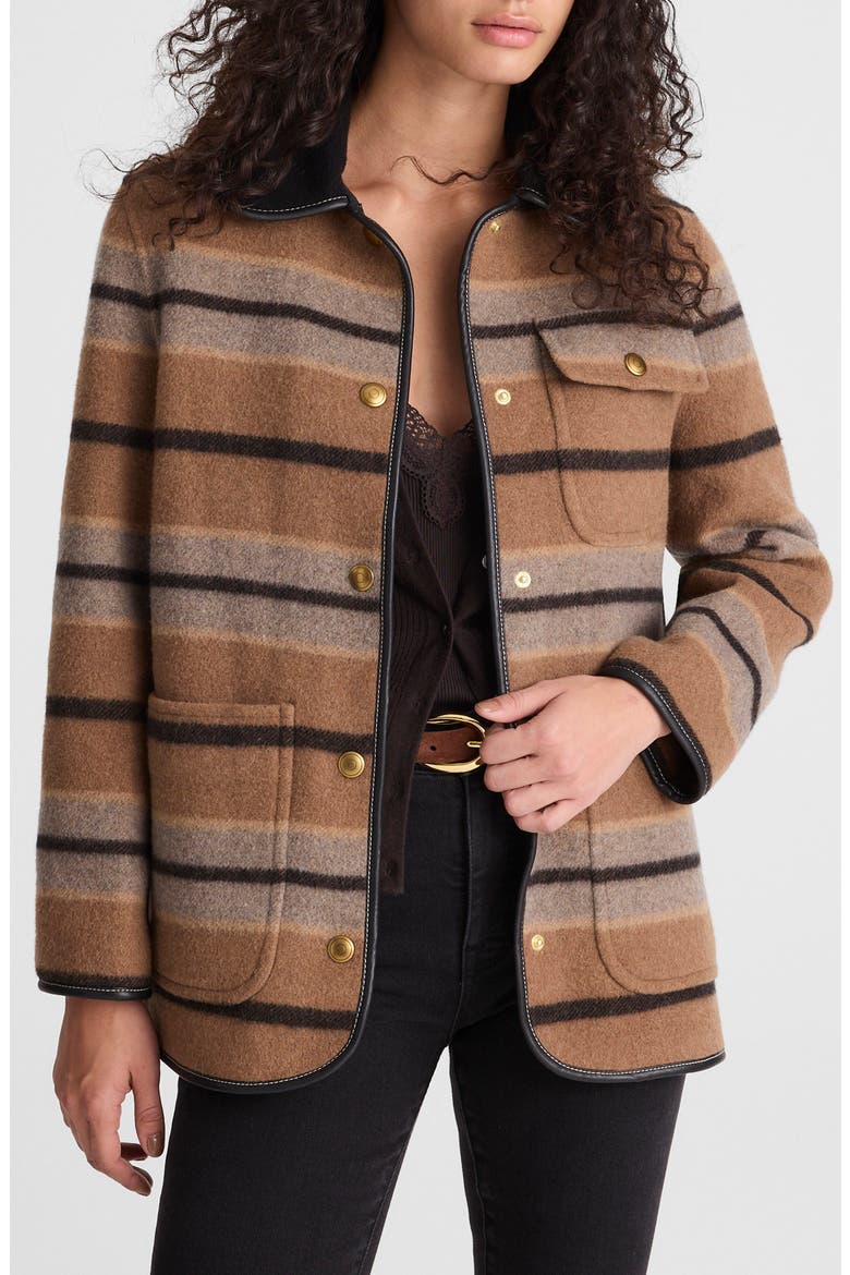 Stripe Chore Jacket, Main, color, RUSTIC UMBER
