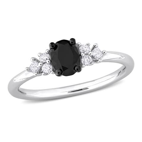 Black & White Diamond Oval Seven-Stone Ring 14k