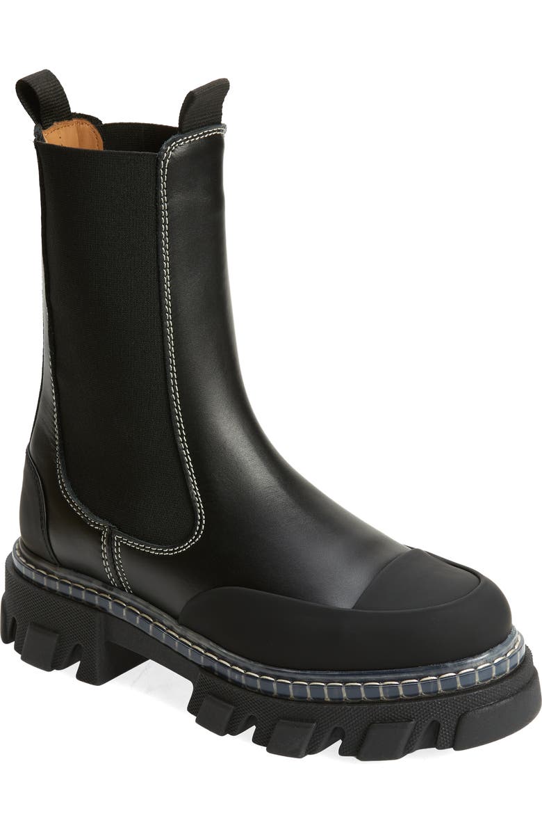 Ganni Cleated Mid Chelsea Boot, Main, color,