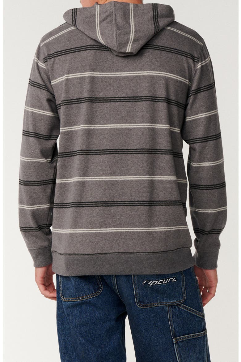 Grid Hood Stripe Henley Hoodie, Alternate, color, DEEP MUSHROOM