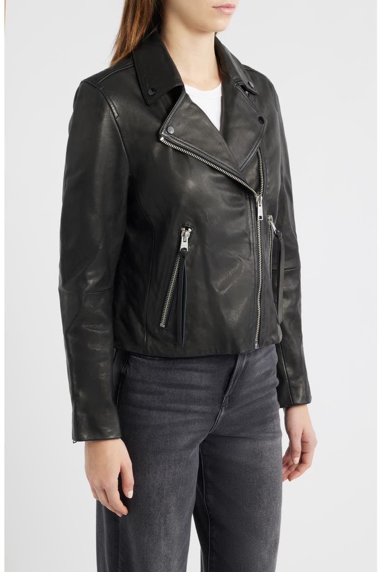 Dalby Leather Biker Jacket, Alternate, color, BLACK