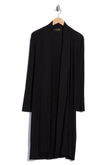 Renee C Ribbed Longline Cardigan In Black