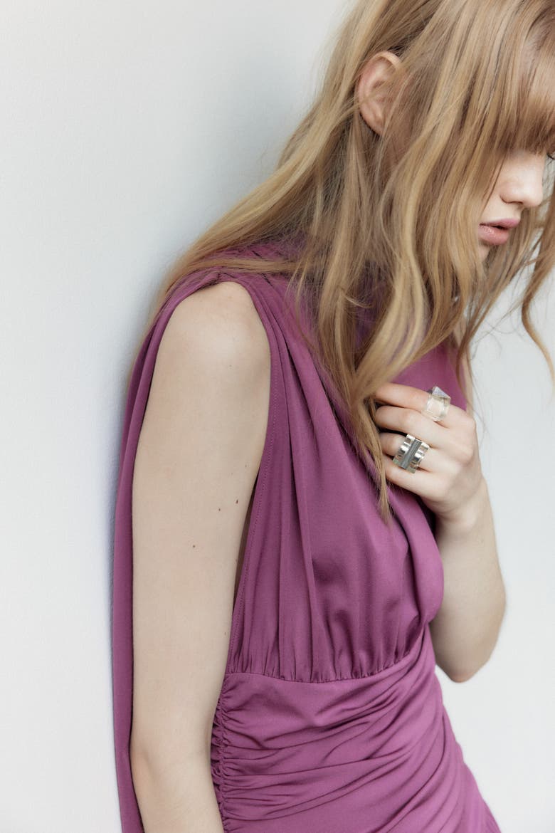 Draped Jersey Dress, Alternate, color, Purple
