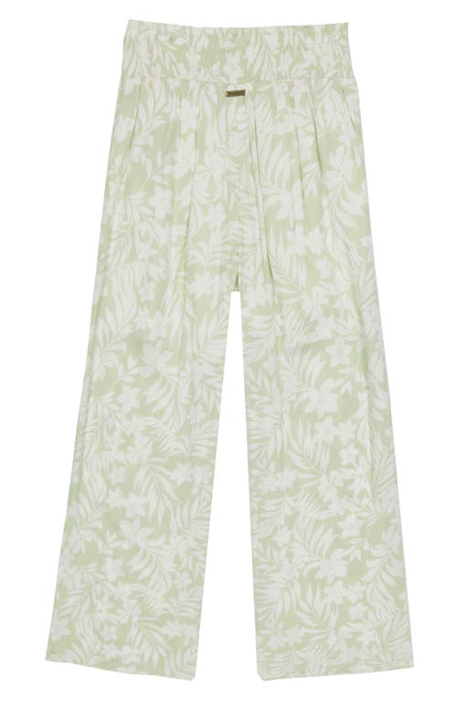 Billabong Kids' New Waves Crinkle Crepe Wide Leg Pants In Sage Frost