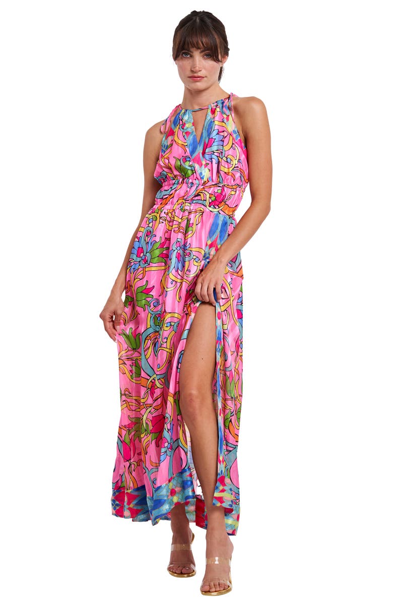 CIEBON Elja Floral Keyhole Neck Maxi Dress, Alternate, color,