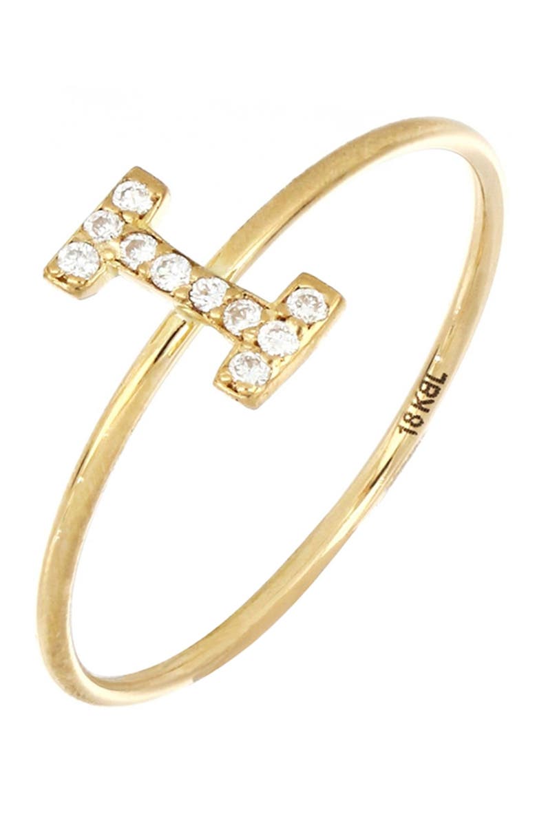 BONY LEVY 18K Yellow Gold Pave Diamond Initial Ring - Multiple Letters Available, Alternate, color, 