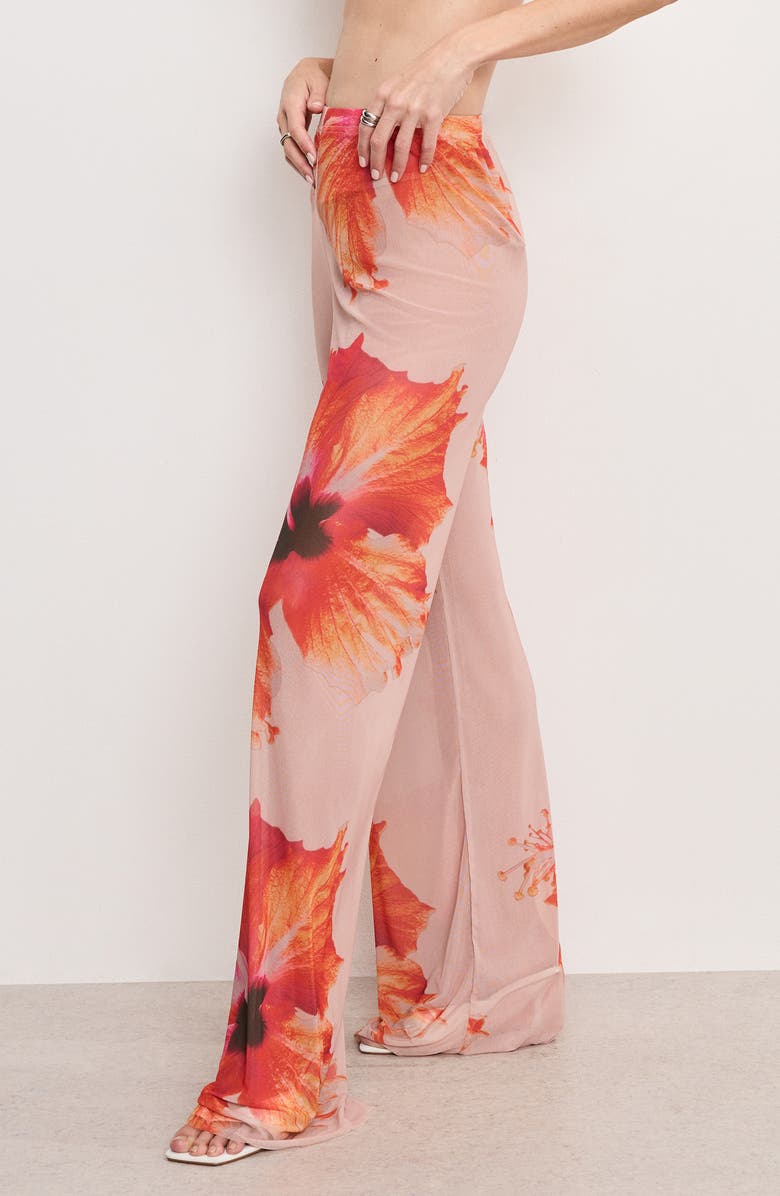 Good American Mesh Wide Leg Pant, Alternate, color, Mauve Tropical Hibiscus001