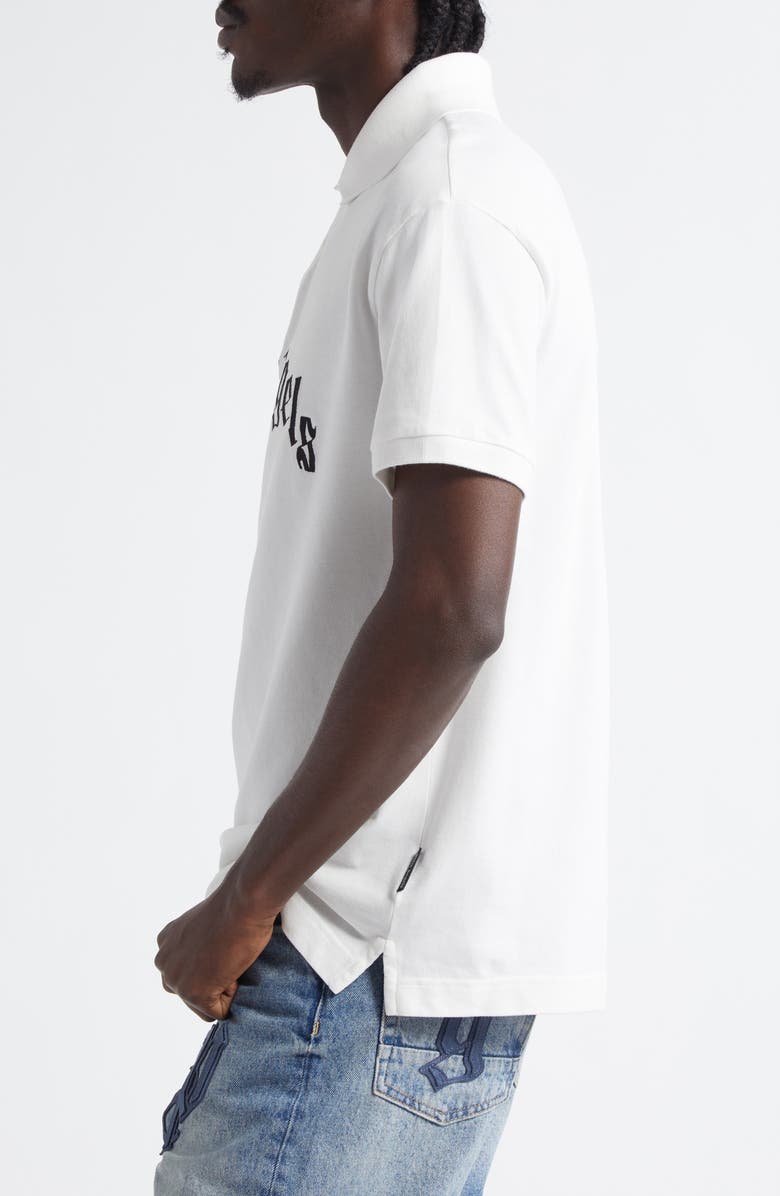 Palm Angels Curved Logo Cotton Polo, Alternate, color, 